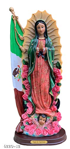 BHEII > Our Lady of Guadalupe Statue 12"/ Virgen De Guadalupe Con Bandera Mexicana 12" Tall