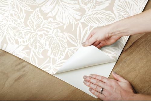 Image of Peel and Stick Wallpaper Floral Watercolor Flowers Vinatge Pattern Design Tropical Palm Leaves Wallpaper Contact Paper Botanical Wallpaper Removable Wall Decor Self Adhesive 16.5By87INCH