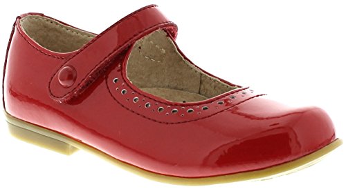 FOOTMATES Emma Patent Leather Mary Jane Girls Party Dress Shoes with Custom-Fit Insoles, Hard Bottom, Slip-Resistant Non-Marking Outsoles - for Toddlers and Little Kids, Ages 1-84