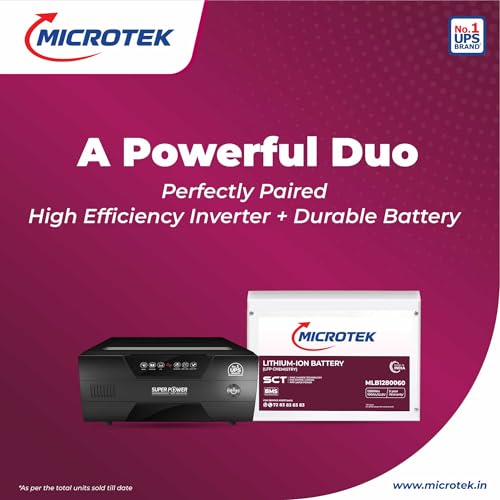 Microtek Combo – Super Power 900 Advanced Digital Inverter (800VA/12V) with Lithium-Ion Battery 12.8V/100Ah, 1280Wh LiFePO4 | SCT & BMS Technology, Faster Recharge, Longer Life, Compact & Safe view 2
