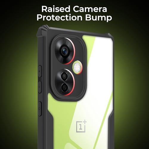 Image of A rtistque Clear Hard Transparent Acrylic Armor Anti-Drop Shockproof TPU Edge Back Cover Case for Oneplus Nord CE 3 Lite - Black