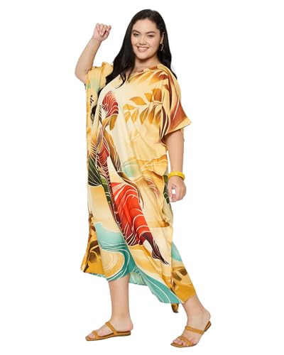 Image of Gypsie Blu Women Plus Size Kaftan Dress Beach Cover Up Maxi Dresses for Women, V-Neck Kimono Sleeve 1X-3X