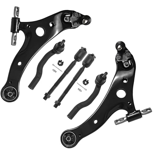 Image of Detroit Axle - 6pc Front End Kit for Toyota 2007-2011 Camry 2005-2012 Avalon 2007-2012 Lexus ES350, 2 Lower Control Arms with Ball Joint 4 Outer Inner Tie Rod Ends Replacement