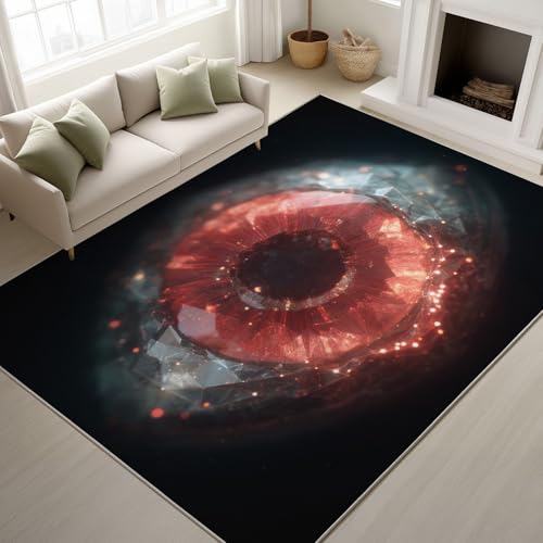 50 x 80 cm Tapis Sci-FI Gaming Imprimé Futuriste Fantaisie Tapiss Œil Rouge Formes Géométriques Rochers & Tapis antidérapant Magique intégré pour...