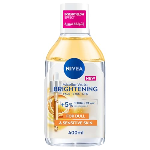 NIVEA Brightening Micellar Water Cleanses Brightens & Removes Make Up Infused with Vitamins C & E For Dull & Sensitive skin 400ml