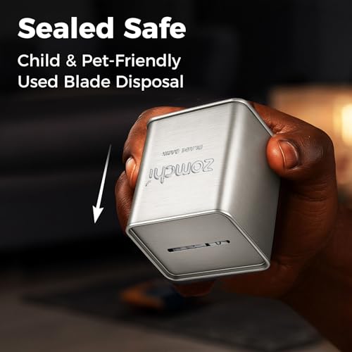 Image of ZOMCHI Razor Blade Bank for Used Double Edge Safety Razor Blades, Silver | Metal Disposal Case With Slot Opening, Sealed Body, Compact Size, Helps Keep Used Blades Contained For Bathroom Or Travel
