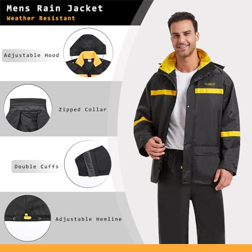 Rain Suits for Men Waterproof Hooded Jacket and Pants Breathable Rain Coats Rain Gear for Outdoor Activity and Work2