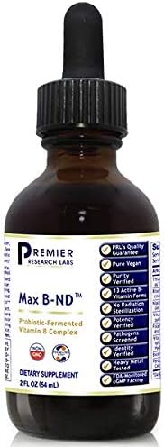 Premier Research Labs Max B-ND - Probiotic Fermented Vitamin B Complex - Supports Liver, Brain, Energy & Immune System - Vegan, Kosher - 2 Fl Oz (21 Servings)