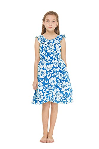 Image of Hawaii Hangover Family Matching Clothes, Classic Vintage Hibiscus Blue | Family matching Hawaiian outfits, Classic Vintage Hibiscus Blue, 100% cotton, machine washable, tropical floral print, luaus