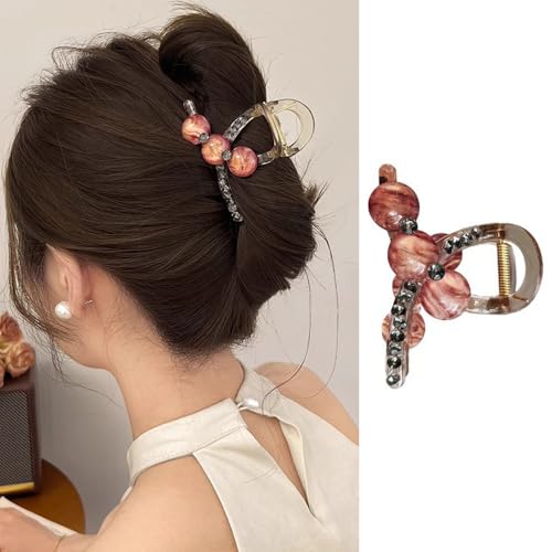 Pinza de cabello con perlas rosa púrpura miniatura 1