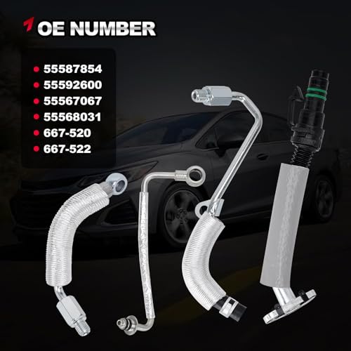 Image of 1.4L Turbo Oil Return Drain Line & Oil Feed Pipe Tube Compatible with 2011-2015 Chevy Cruze, 2012-2020 Sonic, 2013-2018 Trax, 2013-2018 Buick Encore, Turbocharger Line Replace# 667-023 55587854