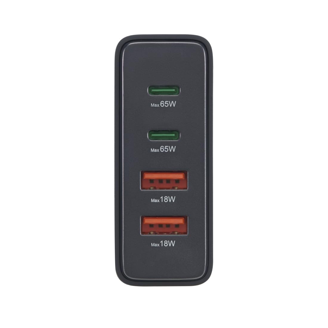 Hama stacja ładująca ładowarka GaN 65W (2x USB-C, 2x USB-A, PD 3.0, QC 3.0, ładowanie 4 urządzeń jednocześnie, inteligentna ochrona, kompaktowa, uniwersalna, do laptopa, smartfona, smartwatcha)