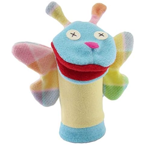Cate and Levi Beautiful Butterfly Hand Puppets for Church Movable Mouth, Adults and Toddlers - Made in Canada - Eco Friendly Polar Fleece - with Movable Mouth Cover