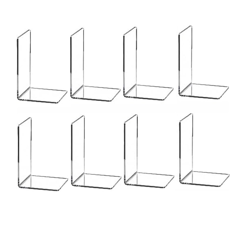 Geieold 8 sujetalibros estantería transparente en forma de L sujetalibros álbum de imágenes soporte almacenamiento clips