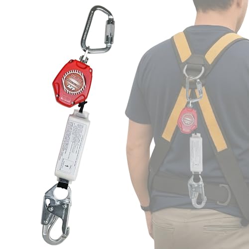 Image of AFP Demon 6 Foot Single Web Leg Self Retracting Lifeline Safety Yoyo, Shock Pack Absorber, Steel Snap Hook & Steel Carabiner Fall Protection Arrest Limiter SRL | OSHA & ANSI Rated
