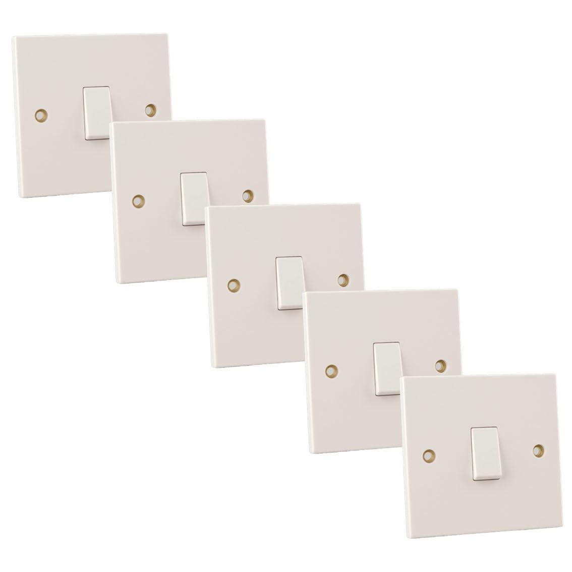 WK Electrical - 13A Single Pole Switched Twin Plug Sockets (1 Gang 1 Way Switch - Pack in 5), White