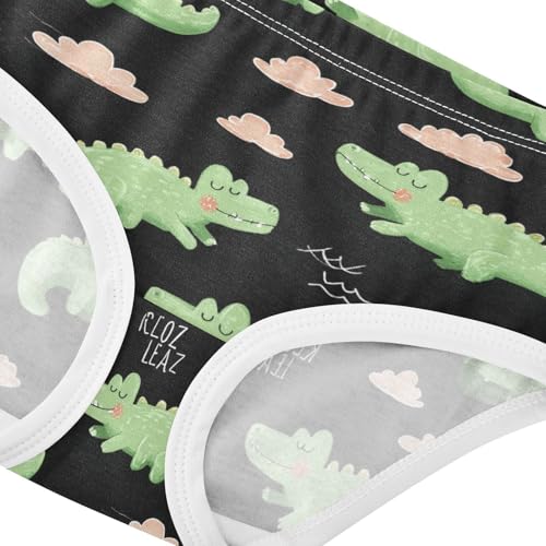 Wusikd Cute Crocodiles Girls' Underwear Cotton Clouds Green Girls Briefs Soft Toddler Underwear 2T4