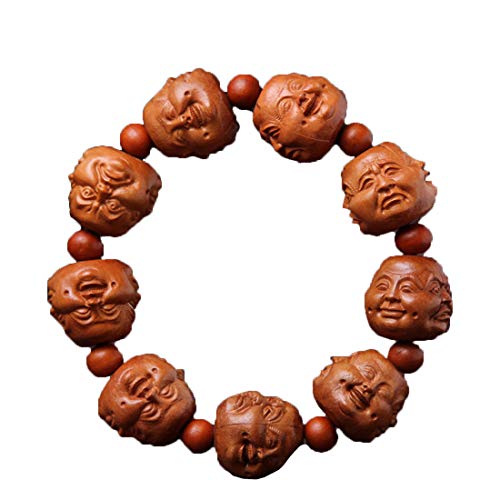 Image of Natural Wood Hand Carving Bangle Bracelet (Maitreya Buddha)