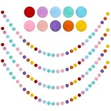 4 Pack Colorful Pom Pom Garland, 26.5 Feet Long Felt Ball Rainbow Banner, 30 Balls 10Color Felt Ball Garland for Christmas Tree Decoration Party Hanging Decor