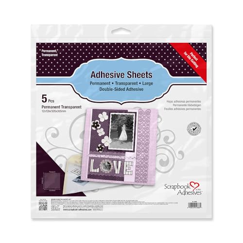 3L Scrapbook Adhesives Adhesive Sheets, 12-Inch x 12-Inch, 5-Pack