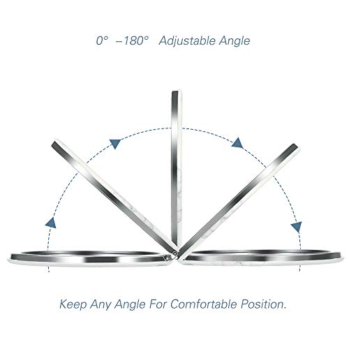 Double Side Compact Magnify Mirror - Cosmetic Mirror with 5X Magnifying Side & 1x Side,Elegant Pocket Mirror, Perfect for Purses, Handheld Travel Makeup Mirror - White Marble Edition