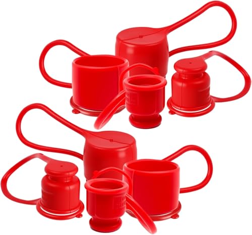 Image of Dust Caps Plugs for 1 /2 inch Flat Face Hydraulic Quick Connect Couplers, 4 Sets Rubber Covers for 1 /2 inch Body Bobcat Skid Steer Flat Face Couplings