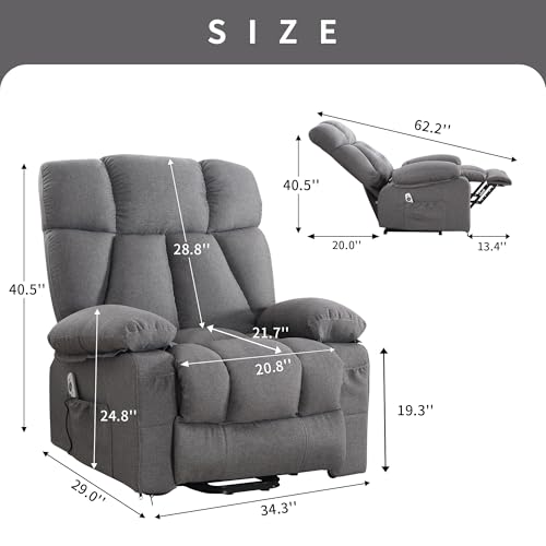 Sillón reclinable clásico con brazos acolchonados gris miniatura 2
