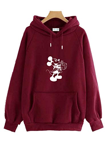 The SV Style Unisex Maroon Hoodie with White Print: Micky/Printed Maroon Hoodie/Graphic Printed Hoodie/Hoodie for Men & Women/Warm Hoodie/Unisex Hoodie