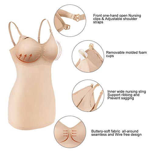 Angelhood Maternity Nursing Tank Tops For Breastfeeding,Womens Nursing Maternity Cami Built In Bra Sleep Bra Pack Of 3 #TOP1