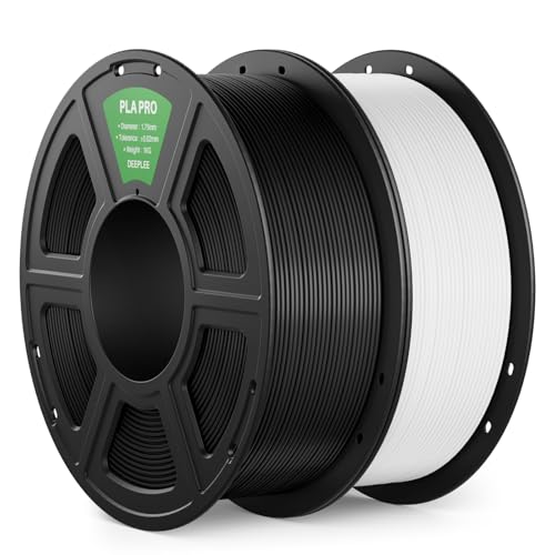 Image of PLA PRO Filament 1.75mm, Stronger Toughness 3D Printer Filament 2KG, PLA Filament Dimensional Accuracy + /- 0.02 mm, Neatly Wound, Fits Most FDM 3D Printer, Black and White