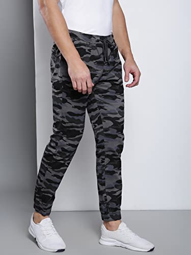 Image of Dennis Lingo Camouflage Print Cotton Men's Casual Cargo Pant, Tapered Fit, Mid Rise, Ankle Length, Multi-Pocket Drawstring Stretchable Cargos for Men, Trousers