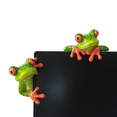 3D Creative Frog Statues,Moral Integrity Green Frog Figurines,Funny & Cute Frog Statue Gifts for Friends (Computer Decorations 2pcs)