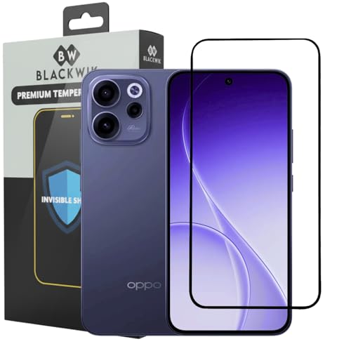 Image of Blackwik Premium Tempered Glass Screen Protector for Oppo Reno 15C with Edge-To-Edge Protector Coverage | Easy Installation Kit (Black)