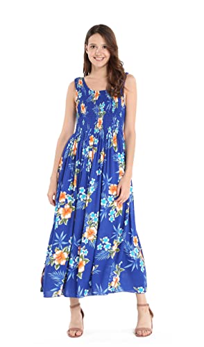 Image of Matchable Family Hawaiian Luau Men Women Girl Boy Clothes in Hibiscus Blue
