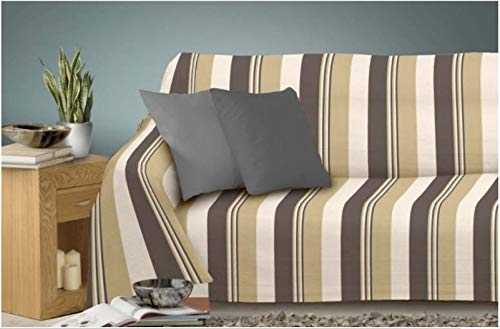 ENERGY COLORS HOGAR - Verona - Colcha Multiuso Sofá Plaid Cama Camping Playa (Beige, 230 x 260 cm (SOFÁ 3 PLAZAS))
