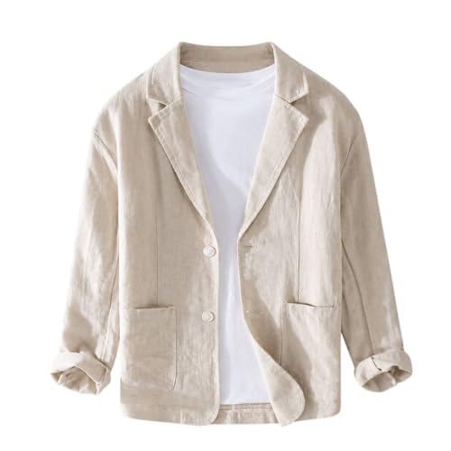 Blazer homme lin rayé coupe droite ample style intemporel