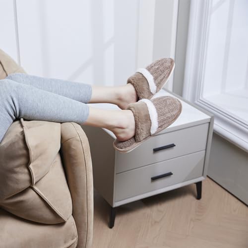 Image of GOEWY Cozy Slippers for Women Indoor and Outdoor Fuzzy House Shoes with Memory Foam Anti-Skid Sole Gifts for Women Mom Ladies