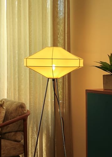 Image of FIG Living Space Rover Floor Lamp (Off White) | 130 cm Tall Standing Lamp | Handcrafted Lampshade with Knock Down Tripod Stand | Best for Home Decor, Living Room, Cafe & Restaurant | No Bulb
