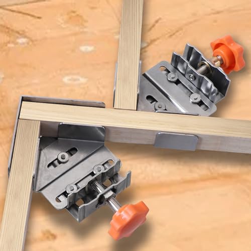 4Pcs Corner Clamp, 90° Right Angle Corner Clamps for Woodworking, with Adjustable Swing Jaw, Stainless Steel