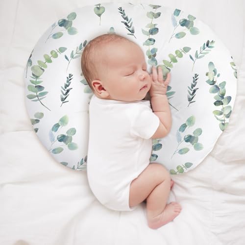 Image of Little Grape Land Nursing Pillow Covers 2 Pack, Soft & Breathable Removable Breastfeeding Pillows Covers for Feeding Pillows, Nursing Pillow Slipcover for Baby Girls Boys, (Leaves & Flowers)