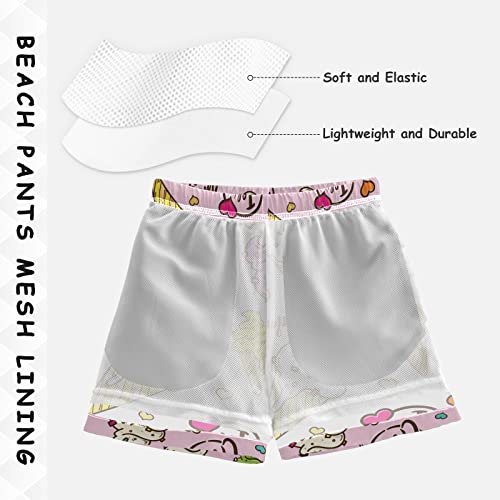 Cute Ice Cream Boys Swim Trunks Summer Drawstring Toddler Swim Board Shorts Boys Bathing Suit Beach Vacation XS4