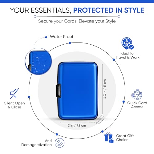Aluminum RFID Blocking Credit Card Holder for Men & Women, Cool Slim Metal Business Card Case (Blue)3