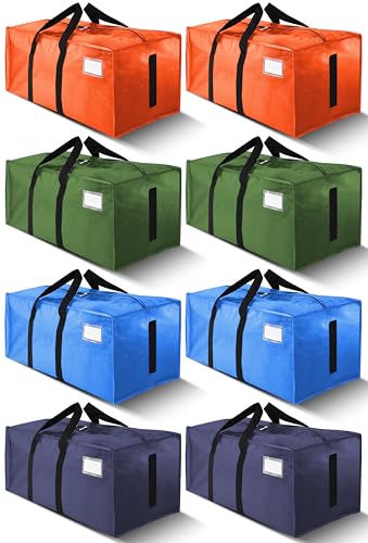 Image of HOMESURE Supports 200lbs Heavy Duty Moving Bags - Strong Zipper & Wrap-Around Handles - Water-Resistant Storage Totes, Durable Alternative to Moving Boxes - 8 Pack -Multi-Color System for Easy Sorting