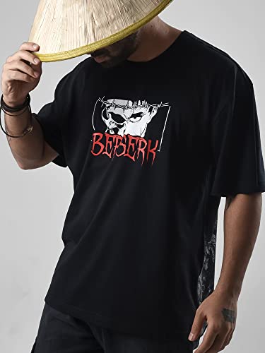 Image of ComicSense.xyz Berserk Anime Oversized T Shirts for Men, Curse Printed 180 GSM Half Sleeve Round Neck T-Shirt