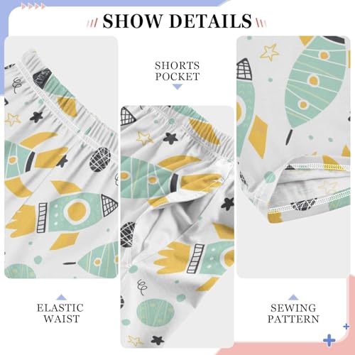 ZZXXB Rocket Print Boys Long Pants Soft Trousers Elastic Waist Kids Lounge Bottoms with Pockets S-XL4
