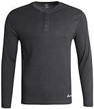 Lucky Brand Men's Thermal Shirt - Long Sleeve Waffle Knit Henley Top (S-XL), Size Large, Charcoal Heather Grey