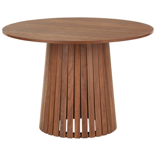 Happy Garden Table à Manger LIV, Bois foncé, 5 Places, Design Rond, Style scandinave, 110cm de diamètre