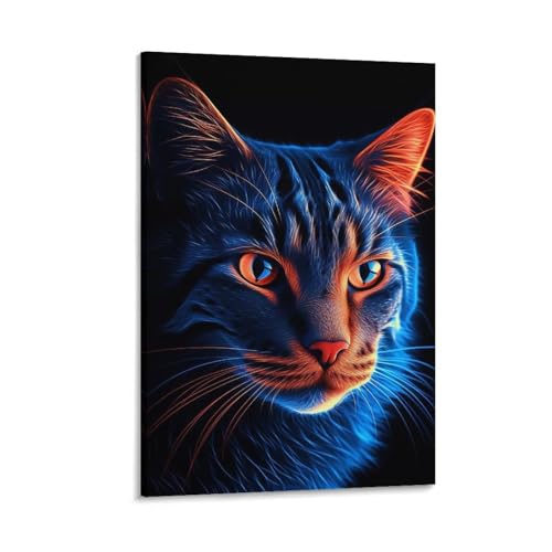 Affiche néon chat pour valoriser un mur vide de bureau ou de salon