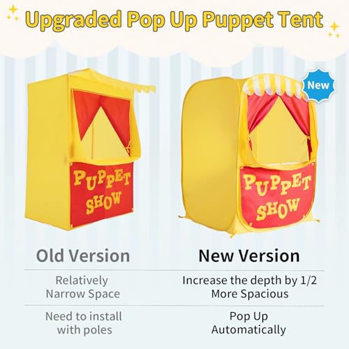 Image of Alvantor Pop Up Puppet Show Theater & Lemonade Stand, Pretend Playhouse Kids Play Tent, Puppet Stage Tabletop Sets for Toddlers Curtain Foldable, Indoor & Outdoor Children Drama 29 inchX29 inchX43 inchH, 1 pc