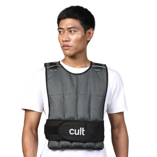CULT Adjustable Weighted Vest 7.5kg for Men & Women – Breathable Neoprene, Secure Fit, Even Weight Distribution – Ideal for Running, Gym, Cardio, CrossFit & Home Workouts - Grey Black